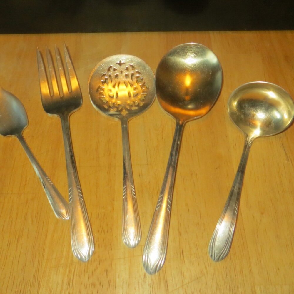 William Rogers 5pc Serveware, Fascination, Art Deco 1936